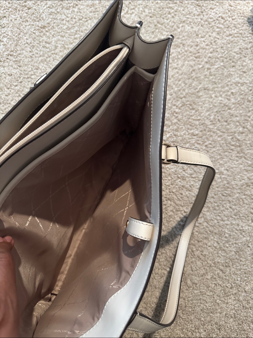 Michael Kors Light Gray MK Logo Tote with Gold Accent - Picture 12 of 12
